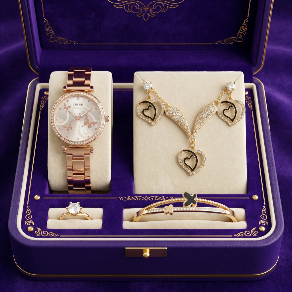 •GIRLS STEEL CHAIN WATCH; •MASTER LOCK&nbsp; •WITH STONE EARRINGS&nbsp; •STONES LOCKET CHAIN&nbsp; •STONE BRASLET&nbsp; •STONE RING&nbsp;&nbsp; •PREMIUM QUALITY ••WITH JEWELRY GIFT Box